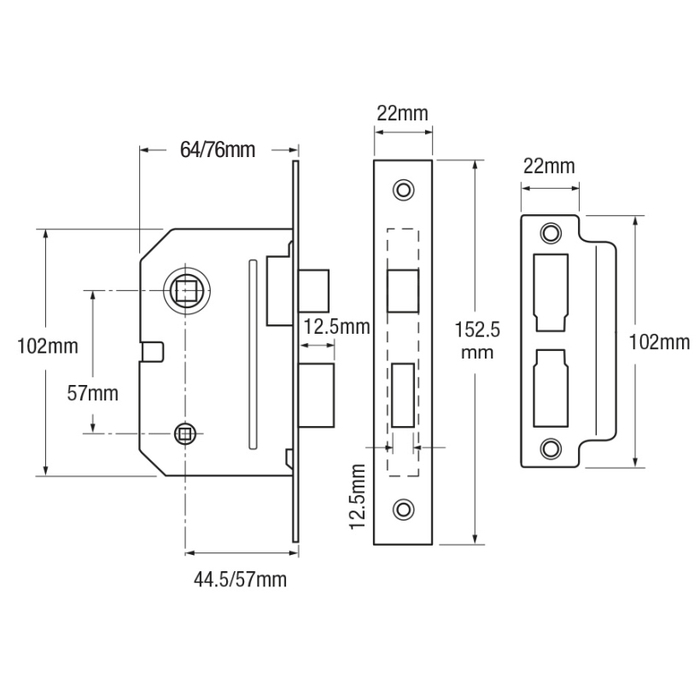 Yale 2 Lever Bathroom Mortice Sashlock