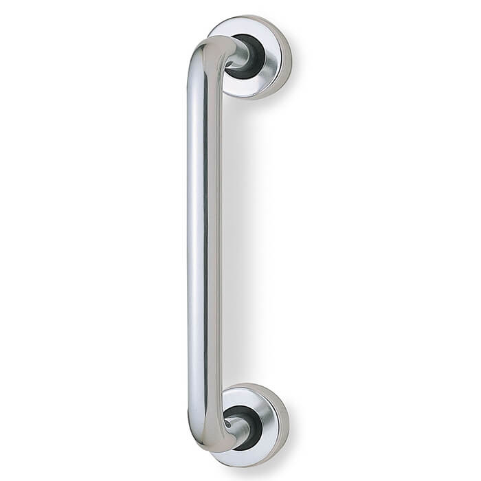 Dale Round Pull Handle On Rose - Polished Anodised Aluminium