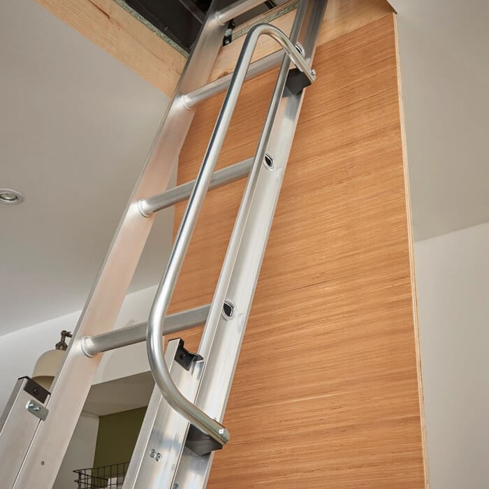 Werner 2 Section 10 Treads Aluminium Loft Ladder With Handrail