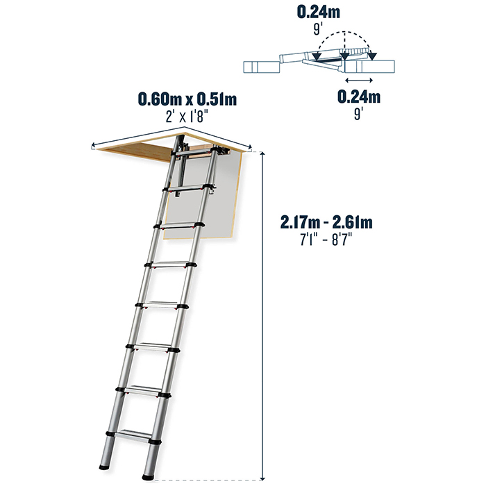 Werner Telescopic Loft Ladder - 2.6m