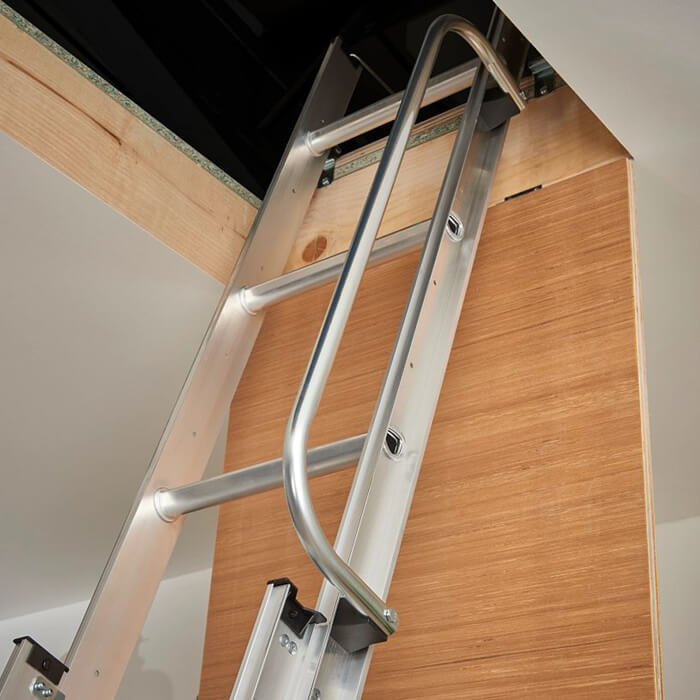 Werner 3 Section 12 Treads Aluminium Loft Ladder With Handrail