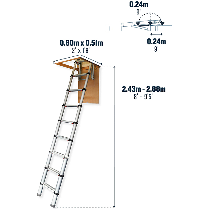 Werner Telescopic Loft Ladder - 2.9m