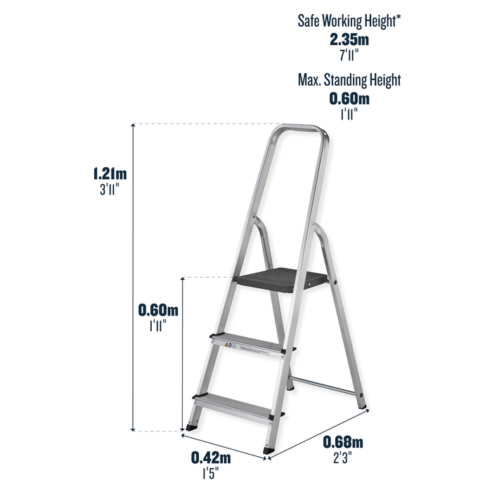 Werner 3 Tread High Handrail Aluminium Stepladders