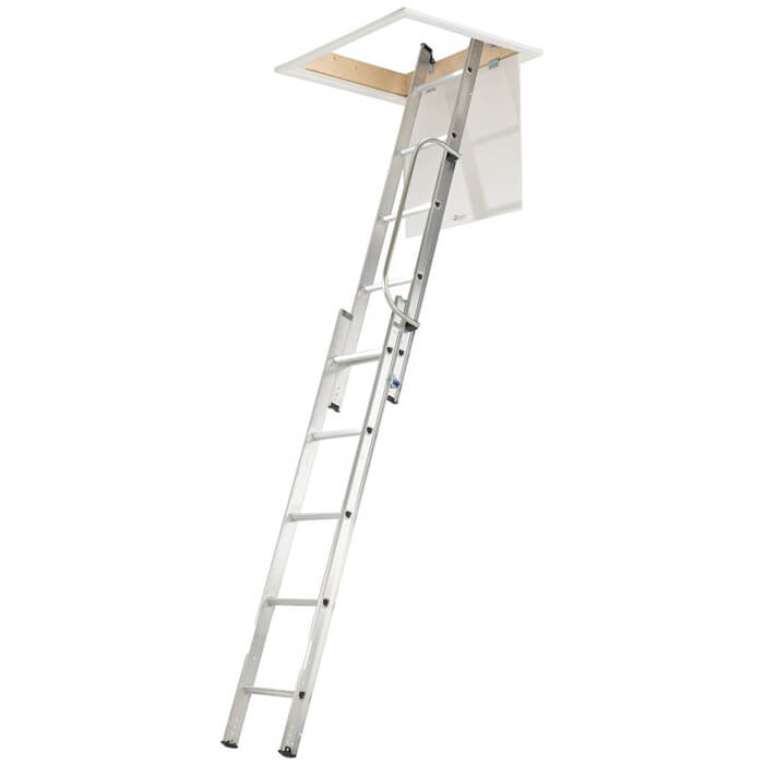 Werner 2 Section 10 Treads Aluminium Loft Ladder With Handrail