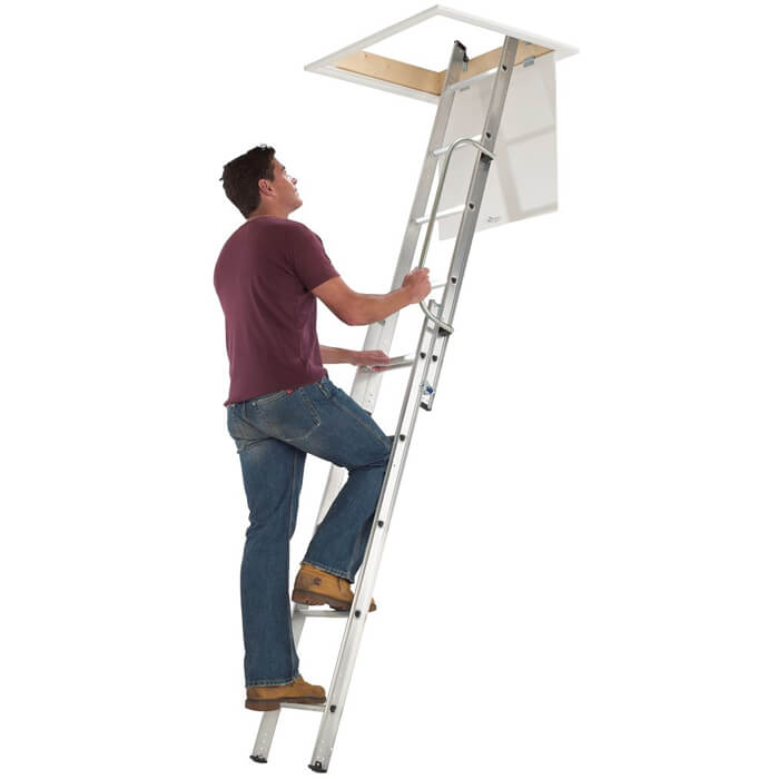 Werner 2 Section 10 Treads Aluminium Loft Ladder With Handrail