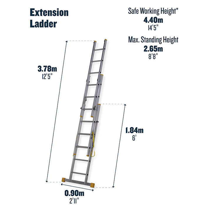 Werner 1.85m Box Section Triple Extension Plus X4 Aluminium Stepladders