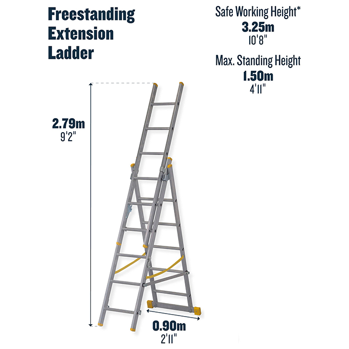 Werner 1.85m Box Section Triple Extension Plus X4 Aluminium Stepladders