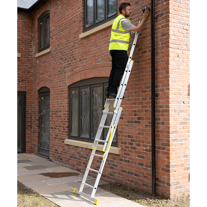 Werner 1.85m Box Section Triple Extension Plus X4 Aluminium Stepladders