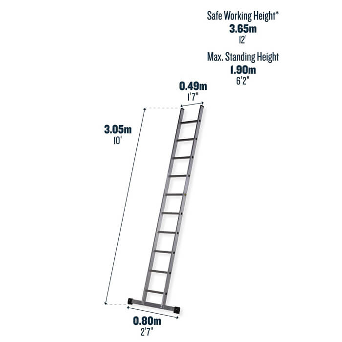 Werner Professional Square Rung Single Section Ladder 3.05 Metres