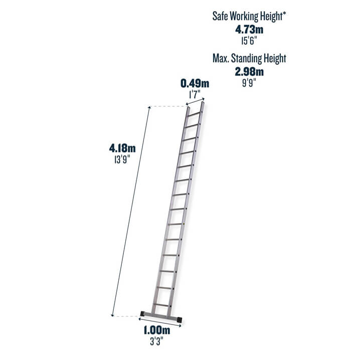 Werner Professional Square Rung Single Section Ladder 4.18 Metres