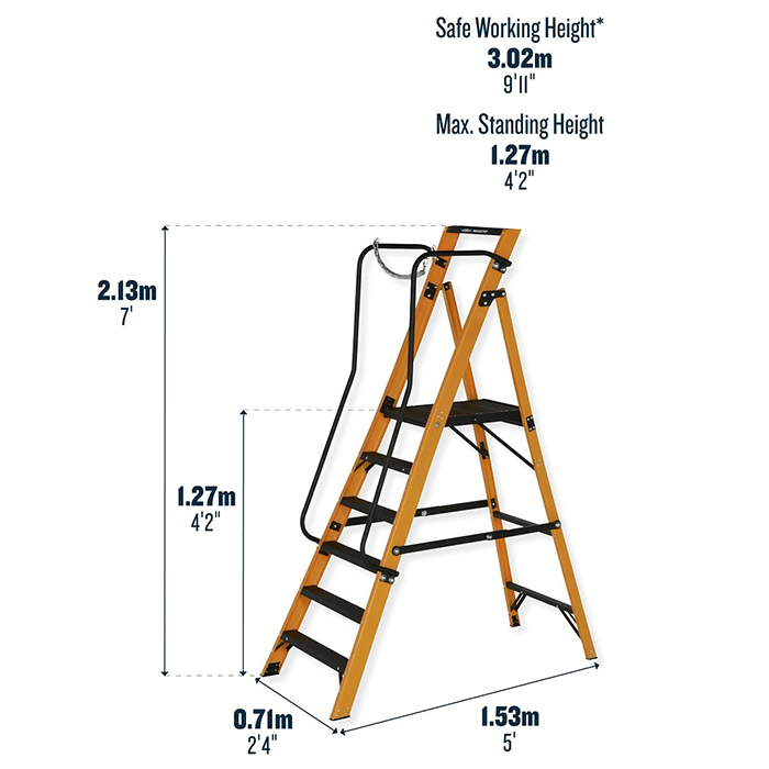 Werner Megastep 6 Tread Fibreglass Platform Ladder