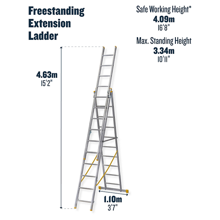 Werner 2.97m Box Section Triple Extension Plus X4 Aluminium Stepladders