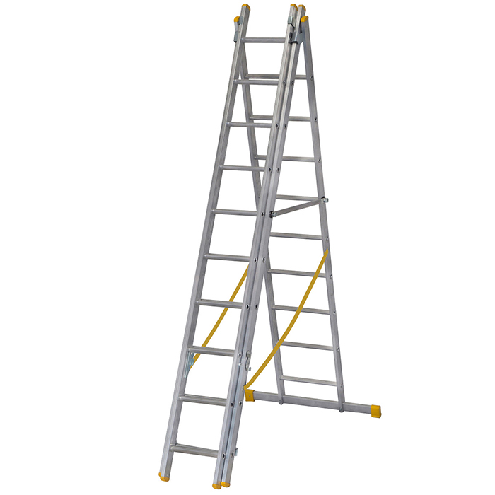 Werner 2.97m Box Section Triple Extension Plus X4 Aluminium Stepladders