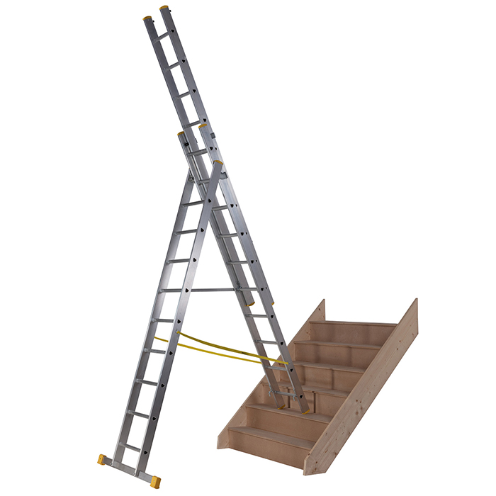 Werner 2.97m Box Section Triple Extension Plus X4 Aluminium Stepladders