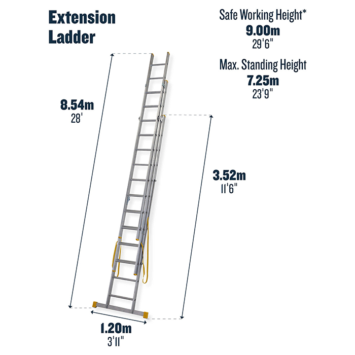 Werner 3.53m Box Section Triple Extension Plus X4 Aluminium Stepladders