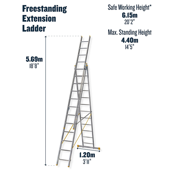 Werner 3.53m Box Section Triple Extension Plus X4 Aluminium Stepladders