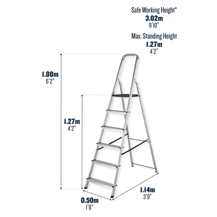 Werner 6 Tread High Handrail Aluminium Stepladders