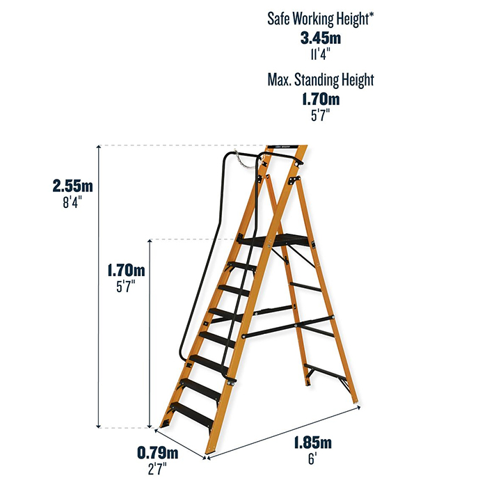 Werner Megastep 8 Tread Fibreglass Platform Ladder