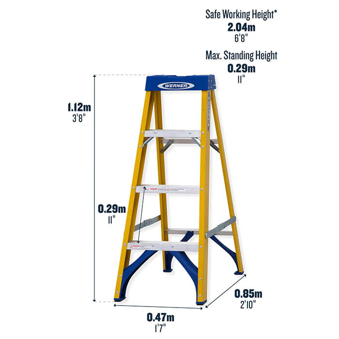 Werner Fibreglass Swingback Stepladders - 4 Tread