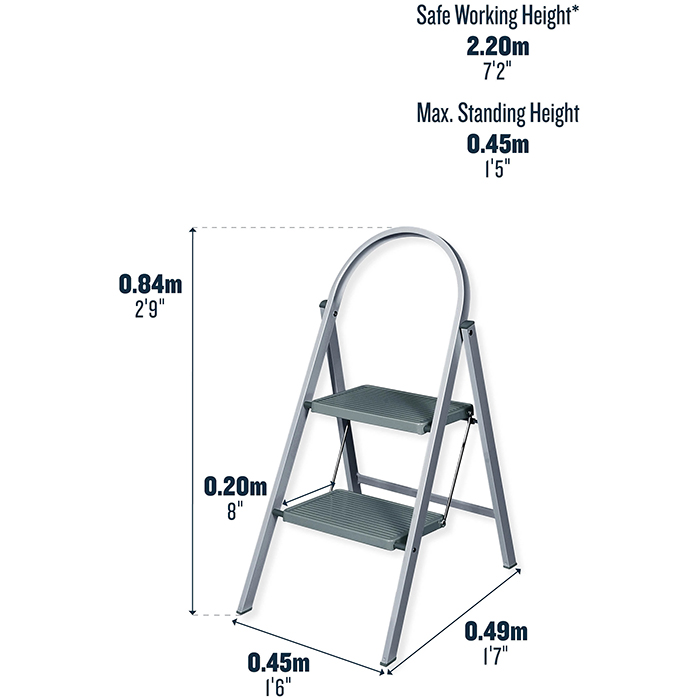 Werner Handy Step Stool 2 Step - Grey