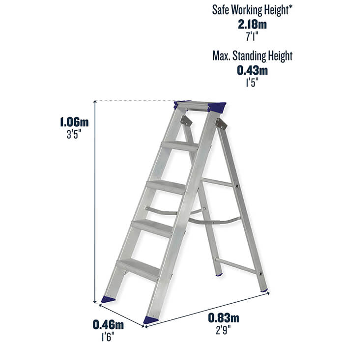 Werner Mastertrade Swingback Aluminium Stepladders - 5 Tread