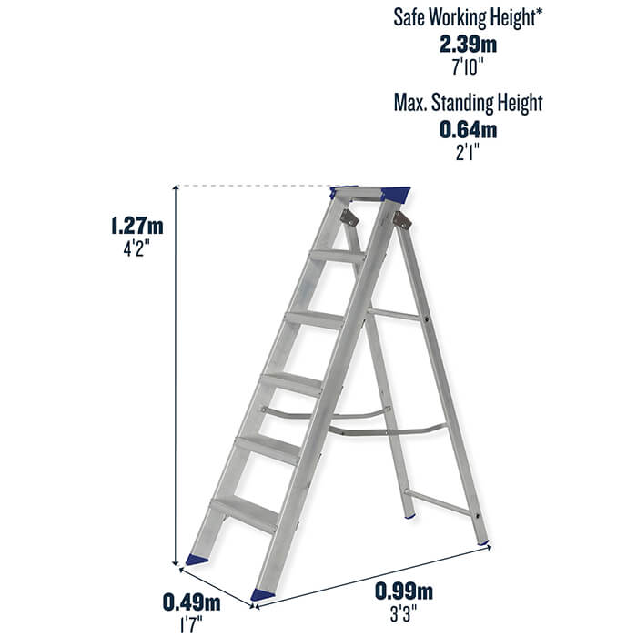 Werner Mastertrade Swingback Aluminium Stepladders - 6 Tread