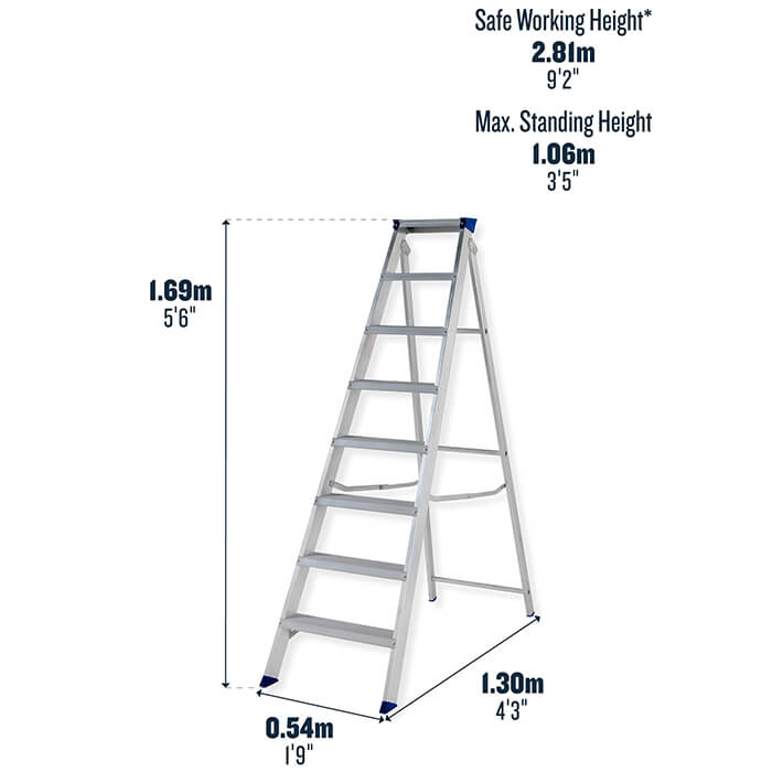 Werner Mastertrade Swingback Aluminium Stepladders - 8 Tread