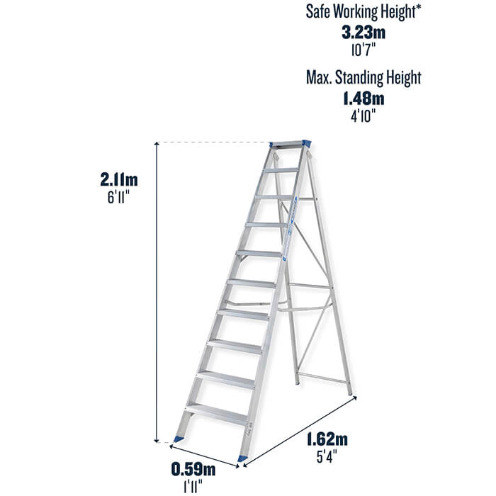 Werner Mastertrade Swingback Aluminium Stepladders - 10 Tread