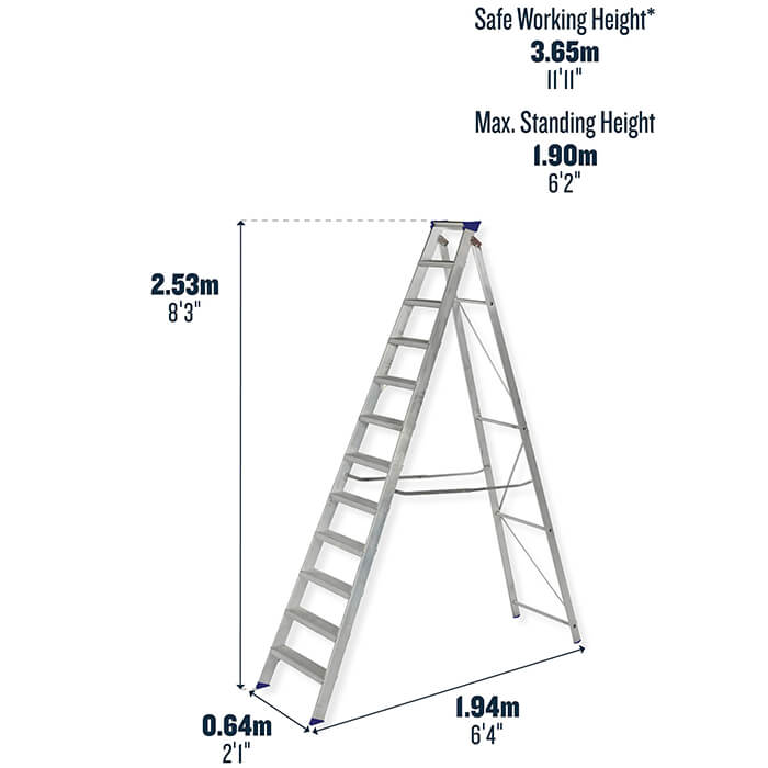 Werner Mastertrade Swingback Aluminium Stepladders - 12 Tread