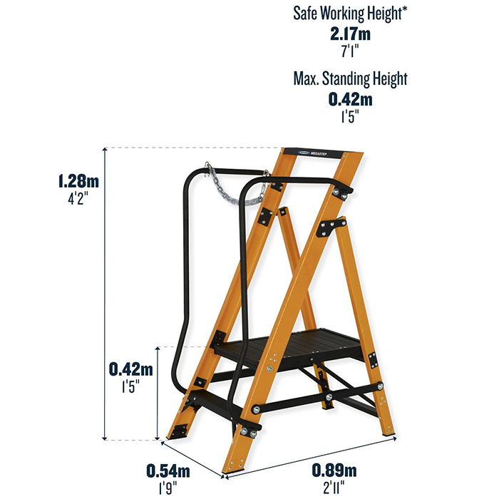 Werner Megastep 2 Tread Fibreglass Platform Ladder