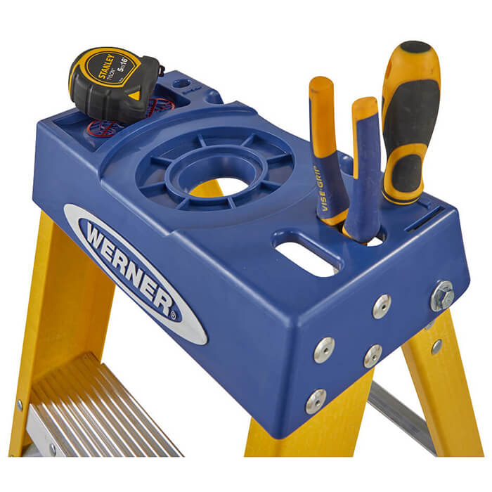 Werner Fibreglass Swingback Stepladders - 5 Tread