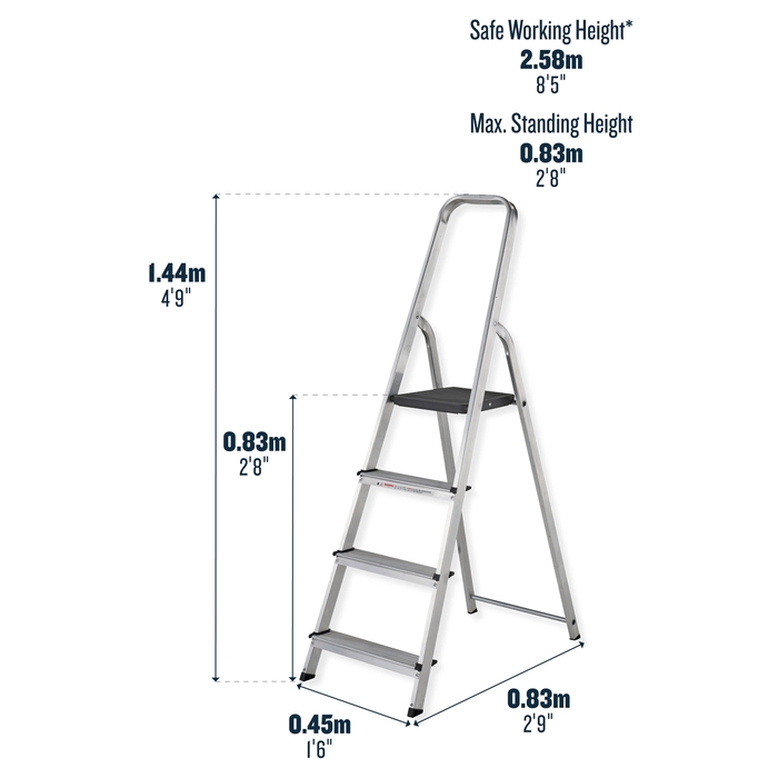 Werner 4 Tread High Handrail Aluminium Stepladders