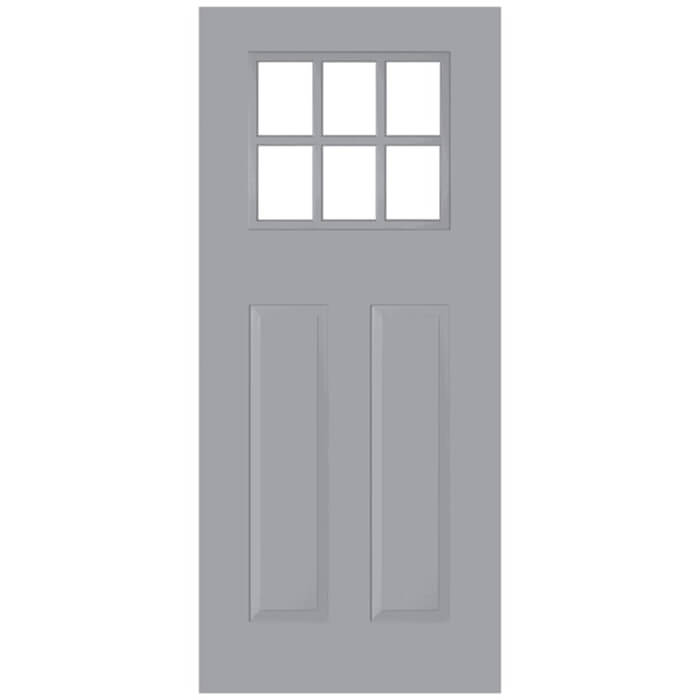 Joseph Miles Dorset Thermawood External Door with 2 Panel and 6 Clear Glazed Light - Grey Primed
