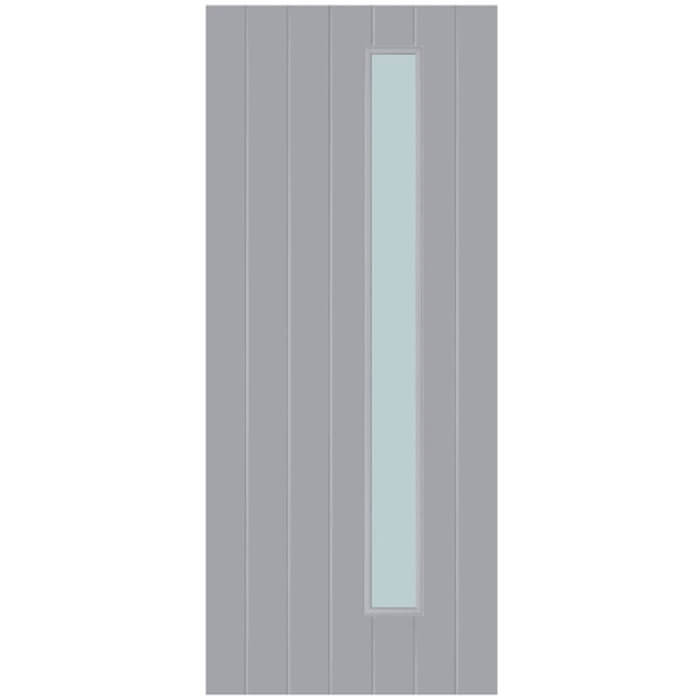 Joseph Miles Surrey Thermawood External Door with 7 Panel and 1 Obscure Glazed Light - Grey Primed