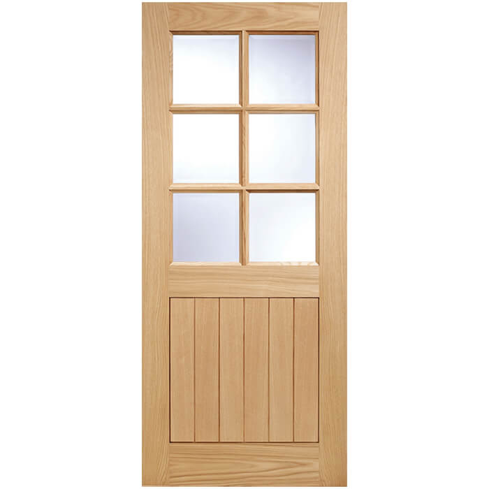 LPD Cottage External Door with 1 Panel and 6 Clear Glazed Light - Unfinished Oak