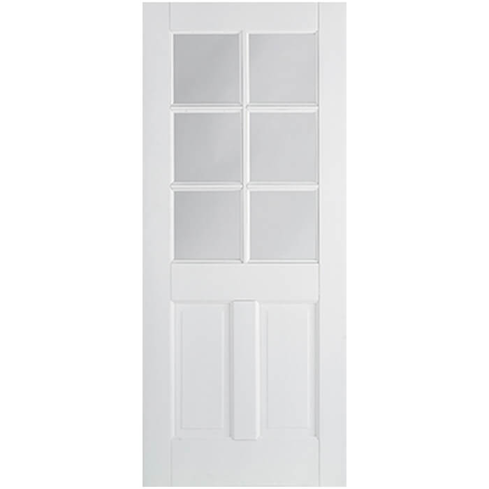 LPD Canterbury Internal Door with 2 Panel and 6 Clear Glazed Light - White Primed