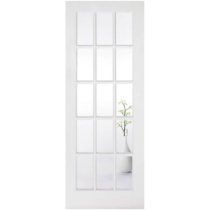 LPD SA77 Internal Door with 15 Clear Glazed Light - White Primed