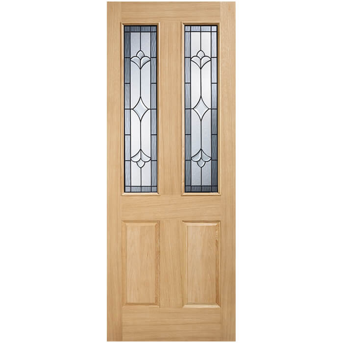 LPD Salisbury External Door with 2 Panel and 2 Obscure Glazed Light - Unfinished Oak