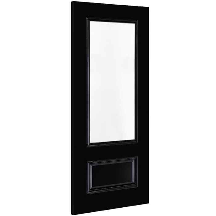 Deanta Sandringham Internal Fire Door with 1 Panel and 1 Clear Glazed Light - Prefinished Black