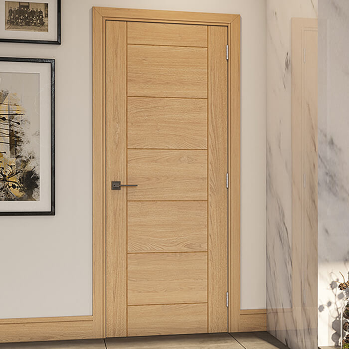 Deanta Seville Internal Fire Door with 7 Panel - Prefinished Oak