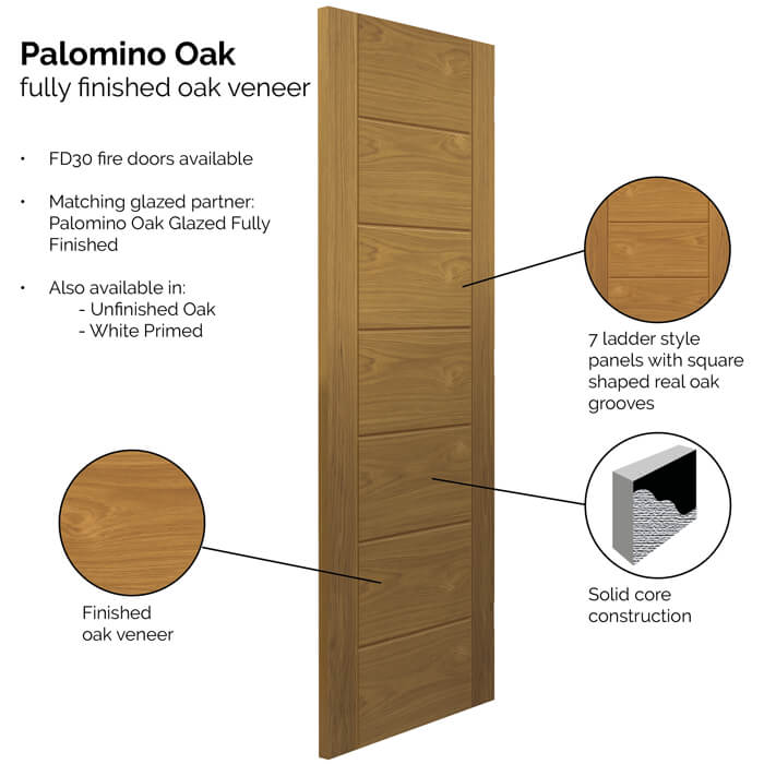 JB Kind Palomino Internal Door with 7 Panel - Prefinished Oak
