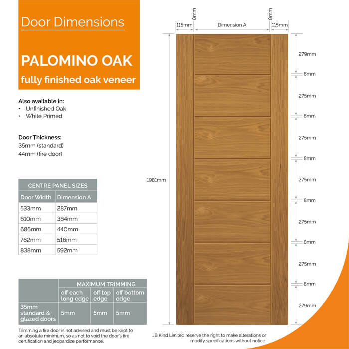 JB Kind Palomino Internal Door with 7 Panel - Prefinished Oak
