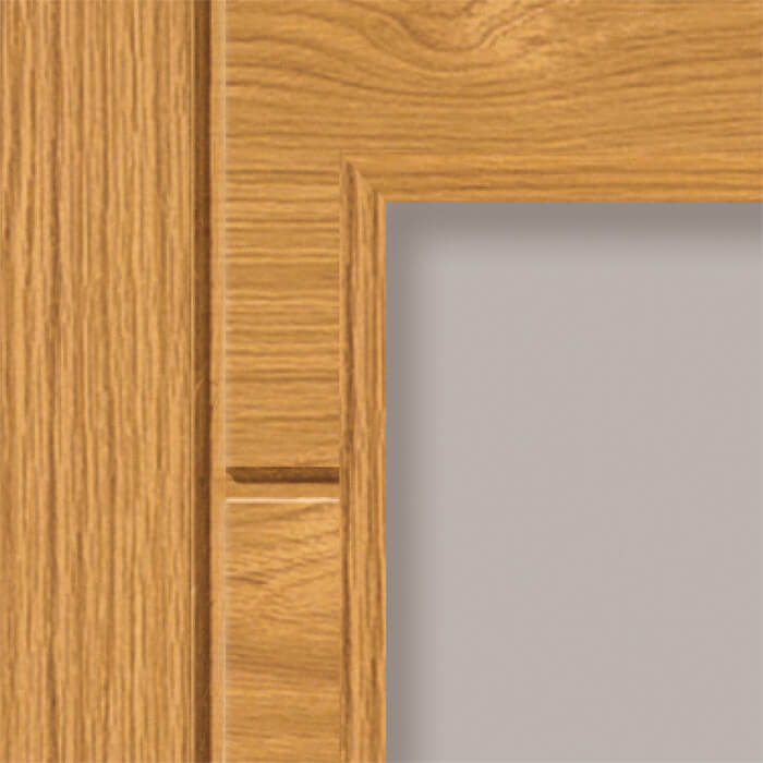 JB Kind Palomino Internal Door with 7 Panel and 1 Clear Glazed Light - Prefinished Oak