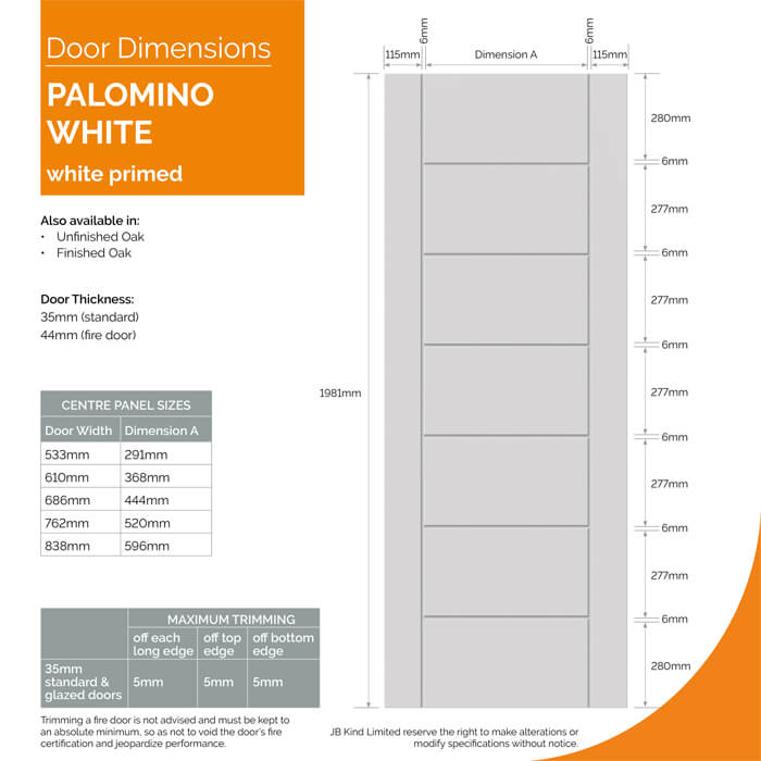 JB Kind Palomino Internal Door with 7 Panel - White Primed