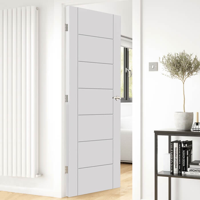 JB Kind Palomino Internal Fire Door with 7 Panel - White Primed