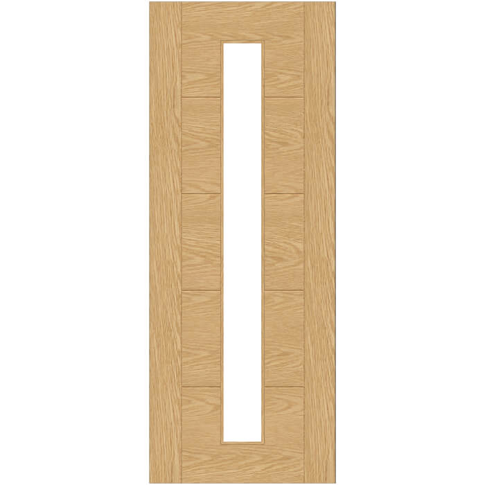 Chio Ladder Internal Door with 5 Panel and 1 Clear Glazed Light - Unfinished Oak