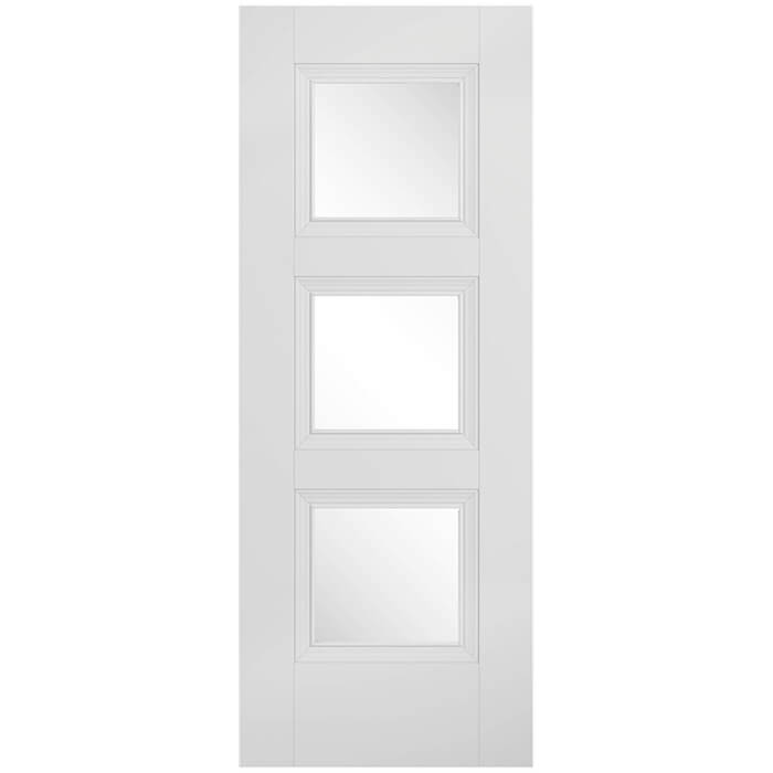 LPD Amsterdam Internal Door with 3 Clear Glazed Light - White Primed