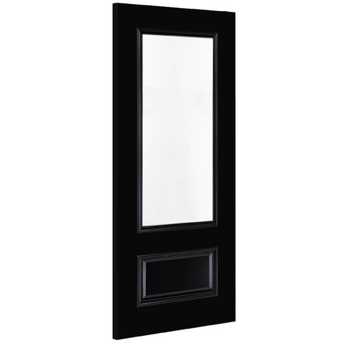 Deanta Sandringham Internal Door with 1 Panel and 1 Clear Bevelled Glazed Light - Prefinished Black