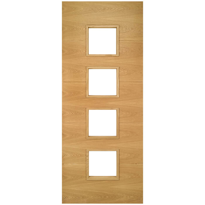 Joseph Miles Annora Internal Door with 5 Panel and 4 Clear Glazed Light - Prefinished Oak