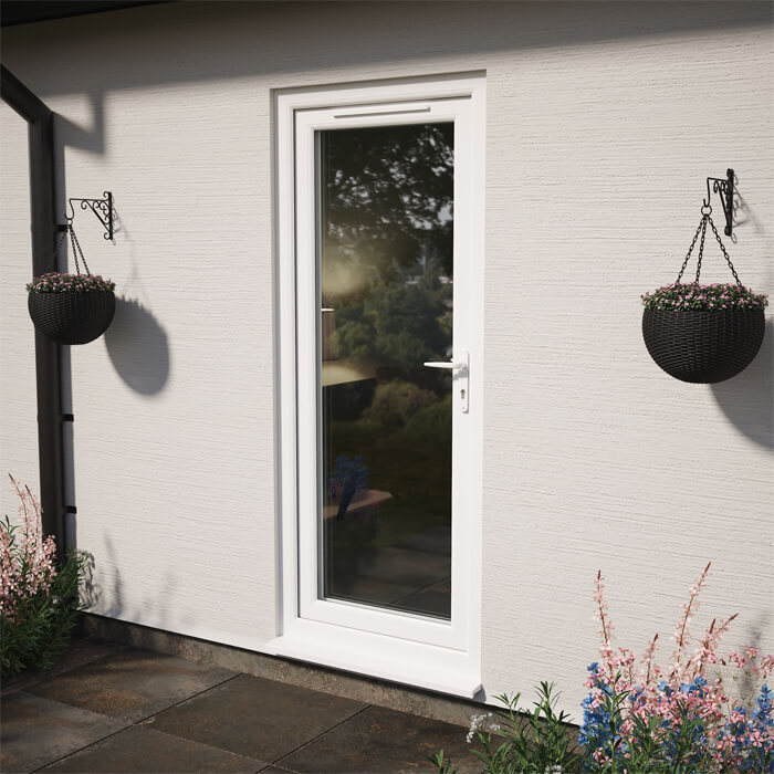 Crystal uPVC Left Hand External Patio Door with 1 Clear Double Glazed Light - White